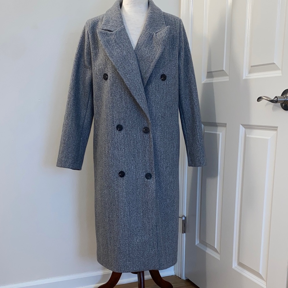 Nasty Gal Charcoal Double-Breasted Coat size 8